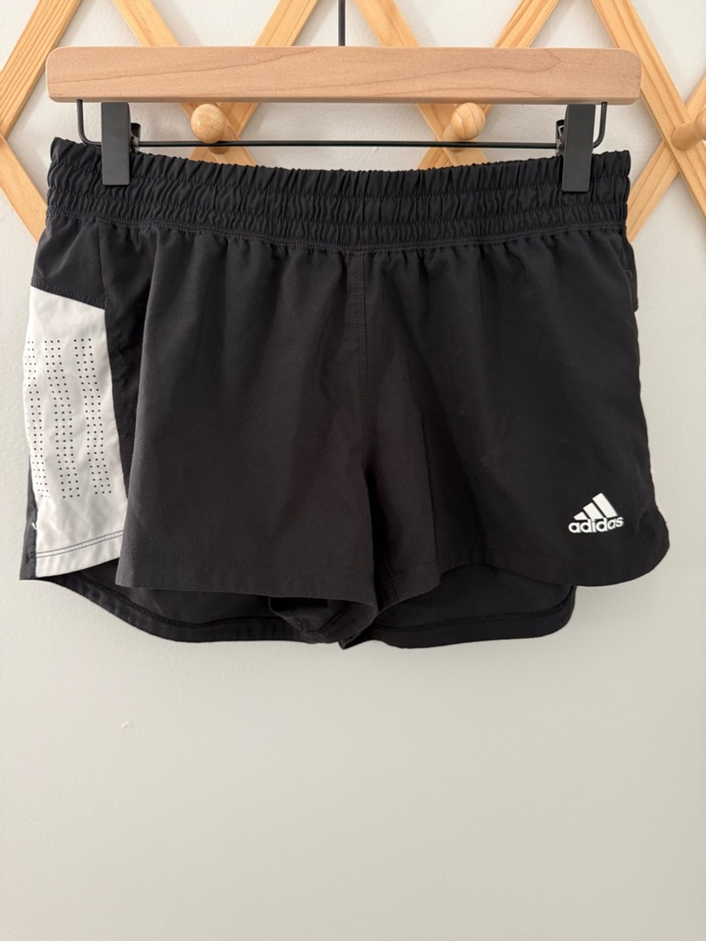 adidas Black Athletic Shorts with White Side Panel